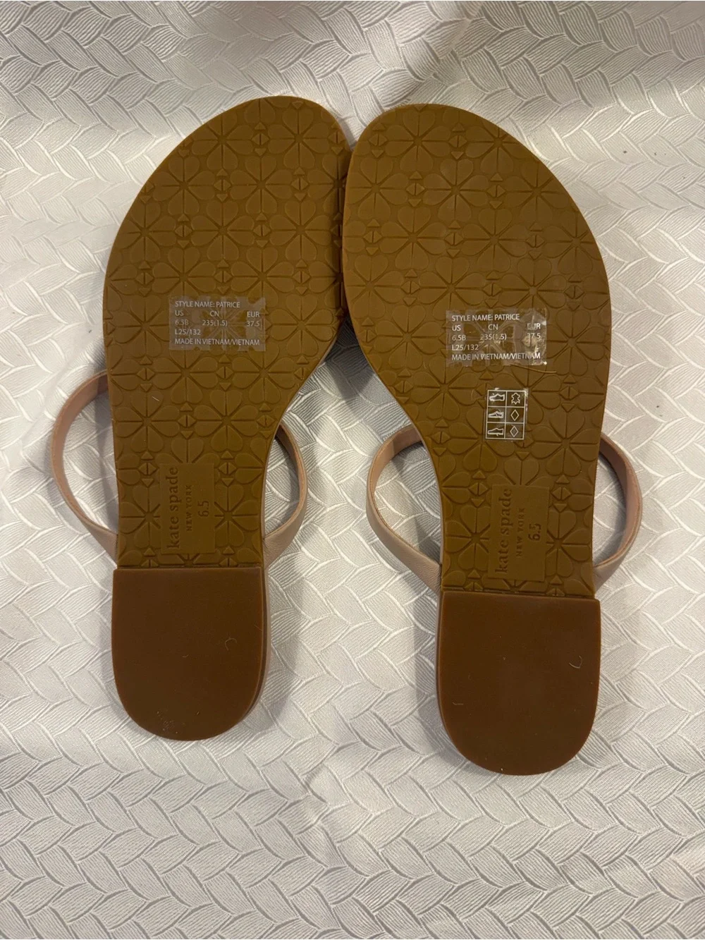 kate spade Neutral Beige Bow T-Strap Sandals
